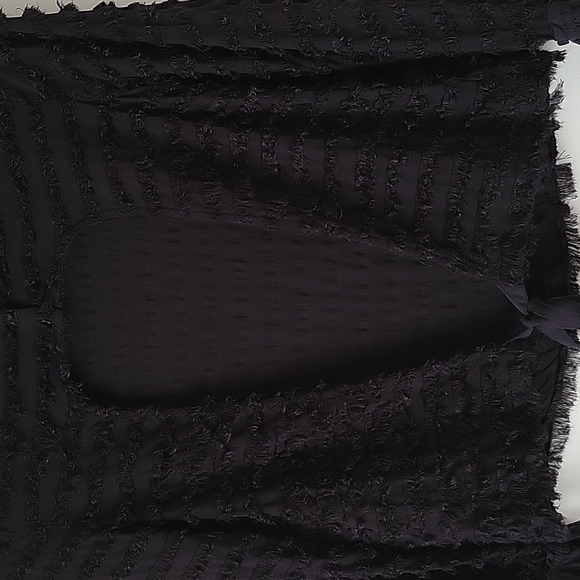 Zara Women's Black Open-Back Flocked Stripe Top-Size XS - Picture 5 of 13